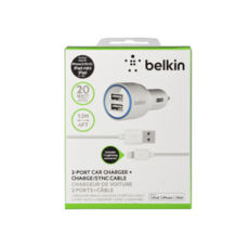   Belkin USB MicroCharger (12V,  2-USB 2A), White, (F8J071BT04)