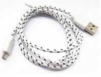 Кабель USB 2.0 Micro - 1.0 м 5V/2.1А premium, алюминиевые коннектора, оплетка White+Silver