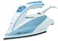 Утюг BRAUN TS 525 A, 2000Вт, автоотключение, паровой удар 120г/мин, защита от накипи, система "капля-стоп", самоочистка, подошва Eloxal, белый/голубой