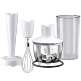 Блендер ручной Braun MQ 5037 Sauce, 750Вт, металлический блендер, венчик, мерный стакан, измельчитель, насадка для пюре, белый/серый