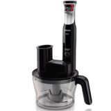 Блендер ручной Philips HR1677/90, 800Вт, металлический блендер, венчик, мерный стакан, измельчитель, терки шинковки, черный
