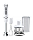 Блендер ручной Braun MQ 5035 Sauce, 750Вт, металлический блендер, венчик, мерный стакан, измельчитель, белый/серый