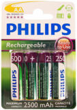 Аккумулятор R6 PHILIPS AA 2500mAh блистер 4шт (READY 2 USE)