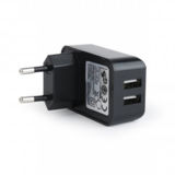 Зарядное устр-во USB 220В EnerGenie EG-U2C2A-01 2 USB по 2.1A,цвет черный
