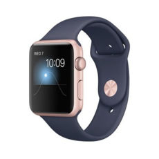  Apple Watch 42mm Rose Gold Aluminum Case with Midnight Blue Sport Band S2 (MNPL2)