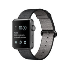  Apple Watch 42mm Space Grey Aluminium Case with Black Woven Nylon Band (MP072)