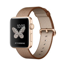  Apple Watch 42mm Gold Aluminum Case with Toasted Coffee/Caramel Woven Nylon S2 (MNPP2)
