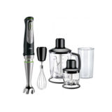 Блендер ручной Braun MQ 9045 X BK, 1000Вт, металлический блендер, венчик, мерный стакан, малый измельчитель, измельчитель 1.25л, измельчение льда, черный