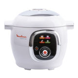 Мультиварка Moulinex Cook4Me CE7011 32, 1200Вт, 6л, скороварка, дисплей, антипригарная чаша, 50 программ, функции: отсрочка старта, поддержка температуры, мультишеф, белый/хром