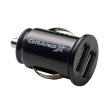   - USB Grand-X CH-02 2,1A, 12-24V, Black 2USB 5V/2.1A