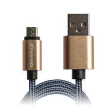  USB 2.0 Micro - 1.0  Grand-X FM02 2,1A, Grey/Black, ,  , .  . BOX