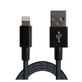 Кабель USB 2.0 Lightning - 1.0 м Grand-X FL01 MFI, Black/Black, медь, доп.защита-оплетка. BOX
