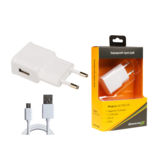 Зарядное устр-во USB 220В Grand-X 5V 1A (CH-765UMW) White с защитой от перегрузки + cable Micro