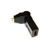 Переходник HDMI папа micro HDMI мама, поворотный 360, позолота