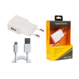 Зарядний пристрій USB 220В Grand-X USB 5V 1A (CH-765LTW) White c захистом від перевантаження + cable USB-Lightning