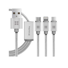  3  1 USB 2.0 Lightning - 1.0  Colorway CW-CBU3002-GR (Lightning+MicroUSB+Type-C) 