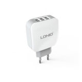 Зарядное устр-во USB 220В LDNIO, USB, 5V - 3.4A, 3 USB-порта (Белый), (DL-AC70) + кабель microUSB