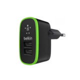 Зарядное устр-во USB 220В Belkin, 2USB, 2A, для зарядки КПК, телефонов (F8M670KR) Black + кабель IPhone 5/6/6s/7/8/X