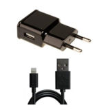 Зарядное устр-во USB 220В Grand-X USB 5V 1A (CH765LTB) Black c защитой от перегрузки + cable USB-Lightning