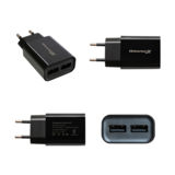 Зарядний пристрій USB 220В Grand-X 5V 2.4A (CH-45), 2 * USB, з захистом від перевантаження