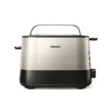 Тостер Philips HD2637/90, 1050Вт, функции: повторного подогрева, разморозки, одностороннего тоста и отмены, подставка для подогрева, черный/нержавейка