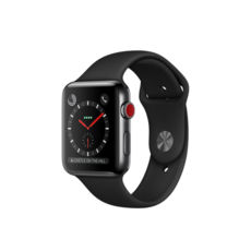  Apple Watch 42mm Space Black Stainless Steel Case with Black Band 3 + LTE (140-210mm) (MQK92)