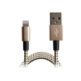 Кабель USB 2.0 Lightning - 1.0 м Grand-X FL01 MFI, iPhone 5/5s YellowBlack/Gold, медь, доп.защ. BOX
