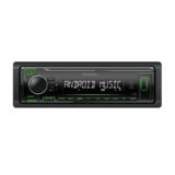 Автомагнитола Kenwood KMM-104GY (Зелен подсветка USB Встроенный эквалайзер FM/УКВ радио приемник RCA выход Автопоиск/сканирование станций Режим приглушения звука (MUTE) Разъем ISO Мощность на канал 50 Вт)