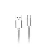 Кабель USB 2.0 Micro - 1.0 м 5V/2.1А premium, алюминиевые коннектора, оплетка Blue+Gold
