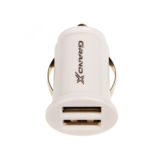 Автомобильное зарядное устр-во USB Grand-X CH-02UMW 2,1A, 12-24V, White 2USB 5V/2.1A + cable Micro