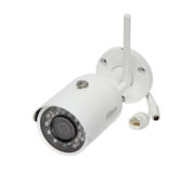 Камера сетевая наружная IP Dahua DH-IPC-HFW1320SP-W (3Мп IP видеокамера; Сжатие: H.264+ / H.264; Матрица: 1/3" progressive scan CMOS; Объектив: f=2.8мм (угол обзора 98?); Чувствительность: 0.1 Люкс / F2.0(цвет), 0 Люкс (Ик вкл); Запись: 3Мп - 20кад/с, 1080p/720р - 25кад/с; Функции: день/ночь (ICR), Wi-Fi, DWDR, 3DNR, AWB, AGC, BLC; Ик подсветка до 30 метров, IP67, DC 12В/7.5Вт, 70x165 мм мм, 380г)