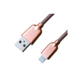 Кабель USB 2.0 Lightning - 1.0 м Grand-X ML-02 Rose Gold 1,5A 1m, защита - ювелир. метал оплетка. Упаковка гифтбокс
