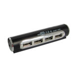 Хаб-юсб 2.0 4ports Lapara LA-USB22-ALU black с блоком питания 0,5 А, алюминий черный с серебристым