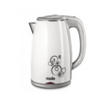 Чайник Magio MG-512, 2200Вт, 1.7л, дисковый, двухслойный корпус с внутренней колбой из нержавеющей стали, белый/рисунок