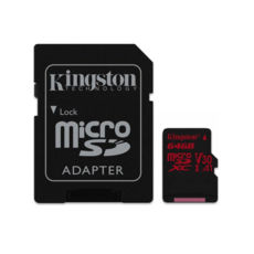   64 GB microSDXC Kingston Canvas React UHS-I U3 V30 Class 10 (SDCR/64GB)