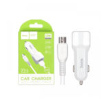 Автомобильное зарядное Hoco Z23 grand style c Micro USB (2USB, 2.4A) white