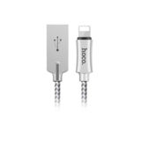 Кабель USB 2.0 Lightning - 1.0 м Hoco U10 Zinc Alloy knitted Lightning silver