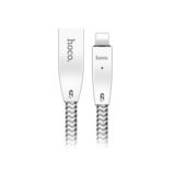 Кабель USB 2.0 Lightning - 1.0 м Hoco U11 Zinc Alloy reflective knitted Lightning silver