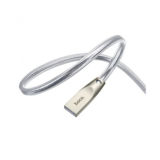 Кабель USB 2.0 Type-C - 1.2 м Hoco U9 Zinc Alloy Jelly knitted 1.2M Type-C silver