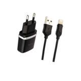 Зарядний пристрій USB 220В Hoco C12 с Lightning USB (2USB, 2.4А) black