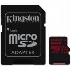   64 GB microSDXC Kingston Canvas React UHS-I U3 V30 Class 10 (SDCR/64GB) 