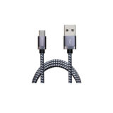 Кабель USB 2.0 Type-C - 1.0 м Grand-X FC-07 3A, Silver/Black защита-оплетка.Упаковка-гифтбокс с окном