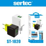 Зарядное устр-во USB 220В SERTEC ST-1020, 1USB, 2.4-A, коробка, черный+кабель APPLE(гар. 12мес.)
