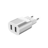 Зарядное устр-во USB 220В Hoco C47A EU Metal (2USB, 2.1A) silver