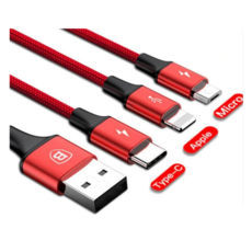 USB 3in1 Type-C - 1.2 Baseus MVP 3-in-1 Mobile game Cable USB 3.5A 1.2M Red CAMLT-WZ09