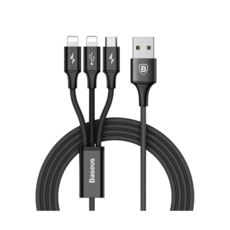  USB 31 Type-C - 1.2  Baseus Rapid Series 3-in-1 Cable 3A 1.2M Black CAMLT-SU01