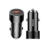 Автомобильное зарядное устр-во USB Baseus Small Screw Dual-USB QC 3.0 36W Black CAXLD-B01