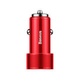 Автомобильное зарядное устр-во USB Baseus Small Screw USB3.0+USB-C 36W Red CAXLD-A09