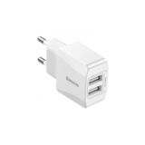 Зарядное устр-во USB 220В Baseus Wall Charger 2xUSB 2.1A Mini Dual-U White CCALL-MN02