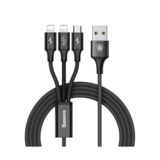 Кабель USB 3в1 Type-C - 1.2 м Baseus Rapid Series 3-in-1 Cable 3A 1.2M Black CAMLT-SU01